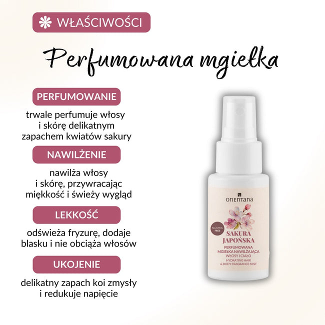 ORIENTANA Perfumowana mgiełka nawilżająca do ciała i włosów Sakura Japońska 50ml