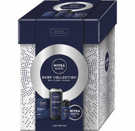 Nivea Men Deep Collection zestaw żel pod prysznic 3w1 250ml + antybakteryjna woda po goleniu 100ml + antyperspirant w kulce 50ml + uniwersalny krem 75ml