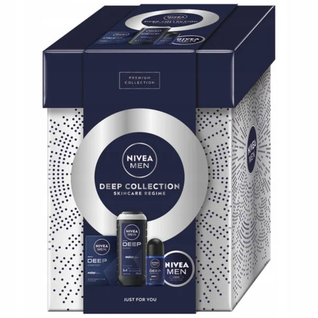 Nivea Men Deep Collection zestaw żel pod prysznic 3w1 250ml + antybakteryjna woda po goleniu 100ml + antyperspirant w kulce 50ml + uniwersalny krem 75ml