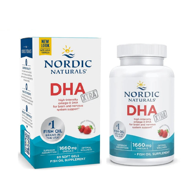 Nordic Naturals DHA Xtra wysoko skoncentrowane kwasy DHA suplement diety Truskawka 60 kapsułek