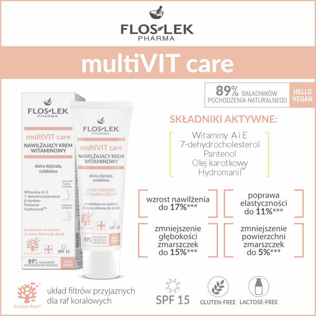 Floslek multiVIT care nawilżający krem witaminowy SPF15 50ml