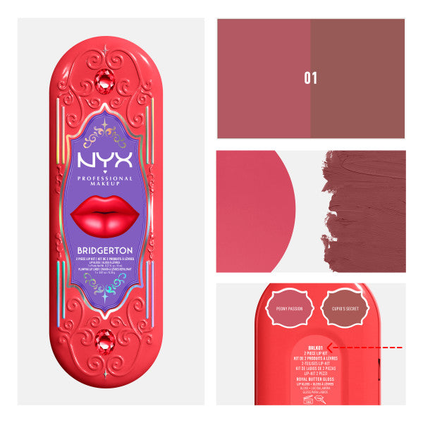 NYX Professional MakeUp Bridgerton Royal Treasures 2-Piece Lip Kit zestaw błyszczyk i konturówka 2szt.