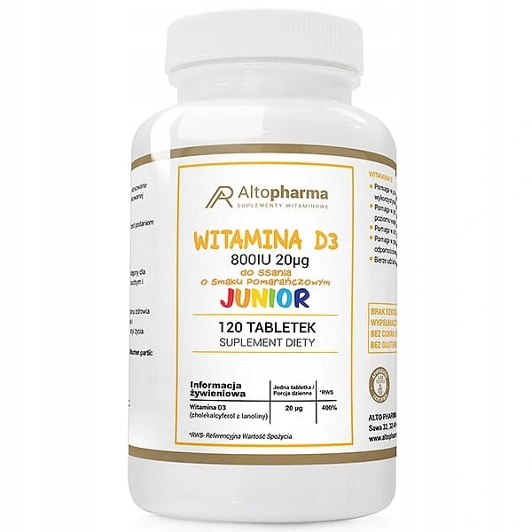 AltoPharma Witamina D3 Junior 800IU suplement diety 120 tabletek
