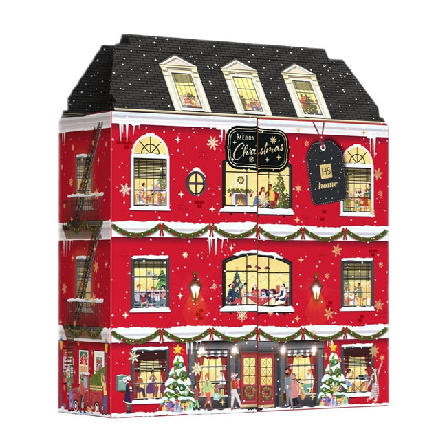 HiSkin Kamienica Kalendarz Adwentowy świeczki tealight 11x15ml + świeczki sojowe w słoiczkach 11x30ml + dyfuzor zapachowy 80ml + zapałki do świec