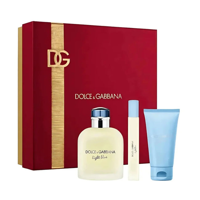 Dolce & Gabbana Light Blue Pour Homme zestaw woda toaletowa spray 125ml + żel pod prysznic 50ml + miniatura wody toaletowej 10ml