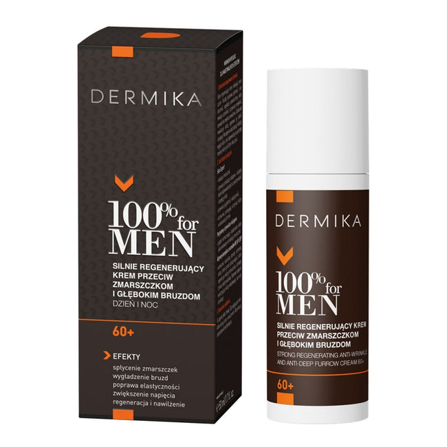 Dermika 100% for Men silnie regenerujący krem przeciw zmarszczkom i głębokim bruzdom 60+ 50ml