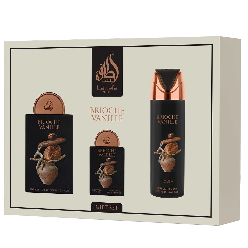 lattafa brioche vanille woda perfumowana 100 ml   zestaw  