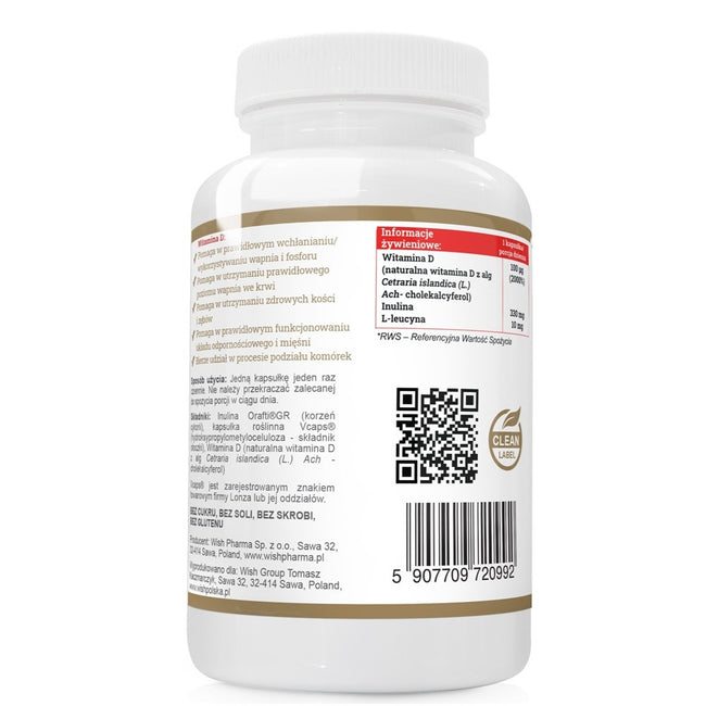Progress Labs Witamina D3 4000IU + Prebiotyk suplement diety 120 kapsułek