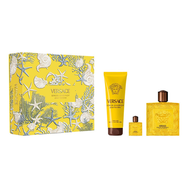 Versace Eros Energy zestaw woda perfumowana spray 100ml + żel pod prysznic 150ml + woda perfumowana 5ml