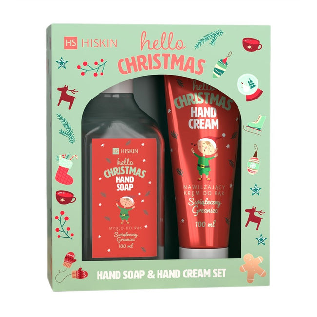 HiSkin Hello Christmas Świąteczny Grzaniec zestaw krem do rąk 60ml + mydło do rąk 200ml