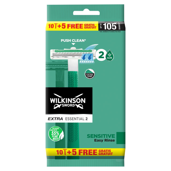 Wilkinson Extra Essential 2 Sensitive jednorazowe maszynki do golenia dla mężczyzn 15szt