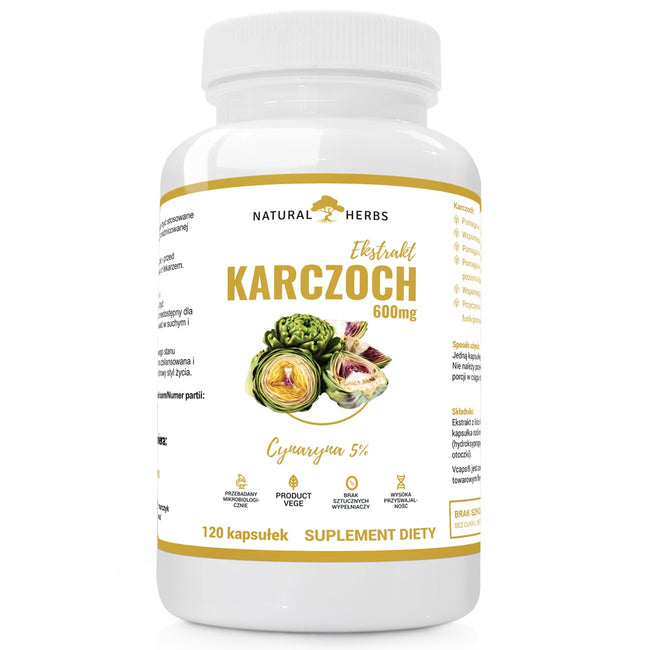 Natural Herbs Karczoch ekstrakt 600mg suplement diety 120 kapsułek