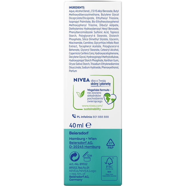 Nivea Derma Skin Clear Daily UV fluid SPF50+ pod makijaż 40ml