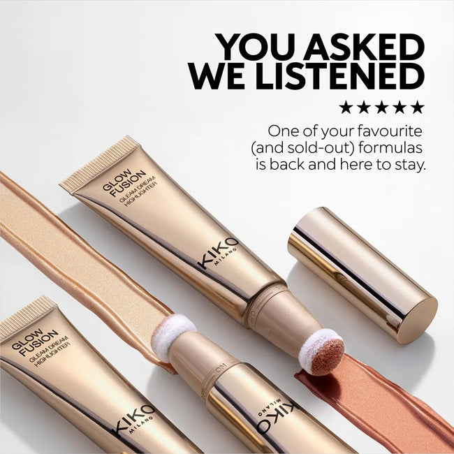 KIKO Milano Glow Fusion Gleam Dream Highlighter rozświetlacz do twarzy w płynie z aplikatorem gąbkowym 14ml