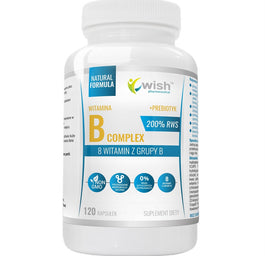 WISH Pharmaceutical Witamina B Complex 200% RWS + Prebiotyk suplement diety 120 kapsułek
