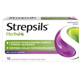Strepsils Herbal bez czarny i jeżówka suplement diety 16 pastylek do ssania