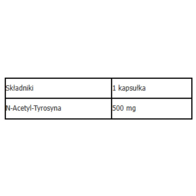 Aliness Tyrosine N-Acetyl-Tyrosine 500mg suplement diety 100 kapsułek