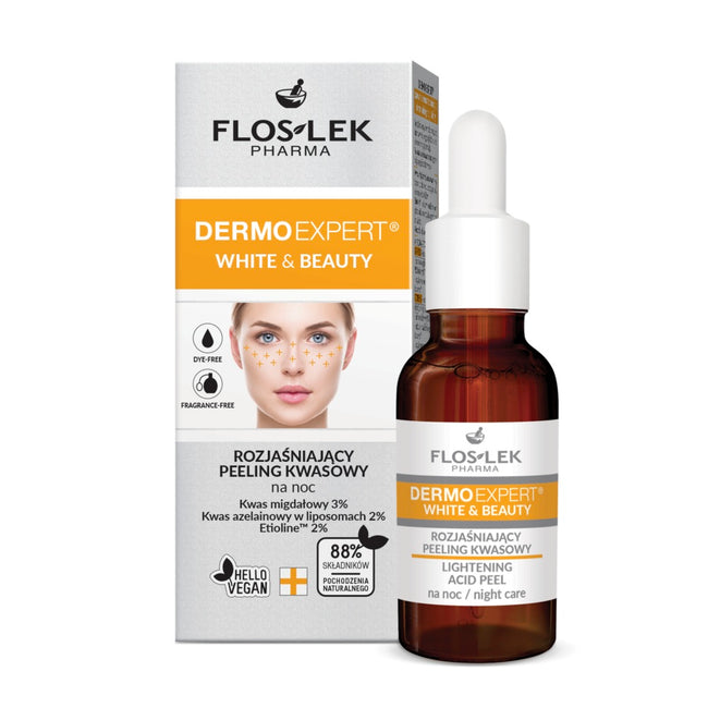 Floslek Dermo Expert White & Beauty rozjaśniający peeling kwasowy na noc 30ml
