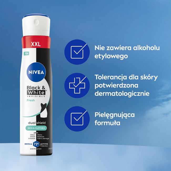 Nivea Black & White Invisible Fresh antyperspirant spray 250ml