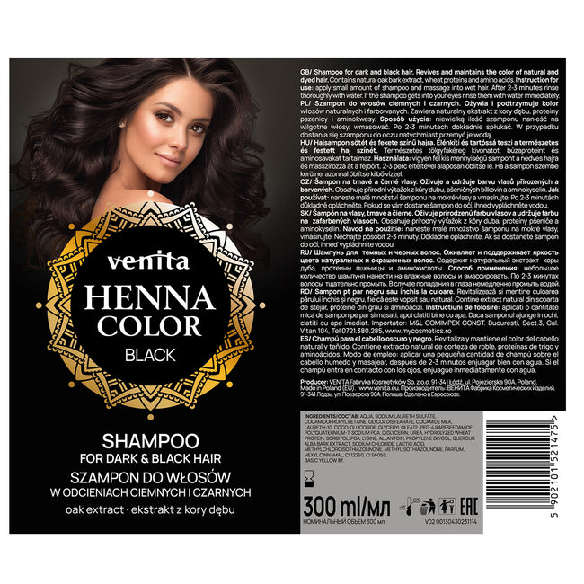 Venita Henna Color Black szampon do włosów w odcieniach ciemnych i czarnych 300ml