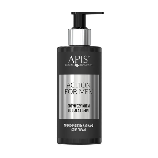 APIS Action For Men zestaw nawilżający żel do mycia ciała 3w1 300ml + odżywczy krem do ciała i dłoni 300ml