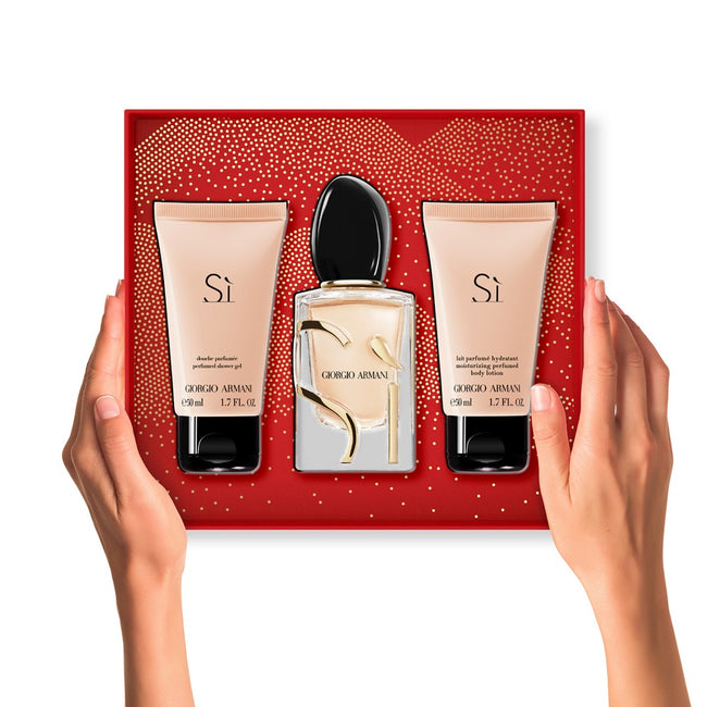 Giorgio Armani Si zestaw woda perfumowana spray 50ml + balsam do ciała 50ml + żel pod prysznic 50ml