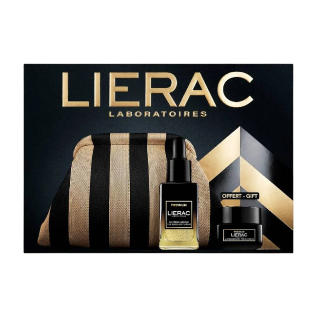 LIERAC Premium zestaw serum przeciwstarzeniowe 30ml + przeciwstarzeniowy krem pod oczy 20ml + kosmetyczka