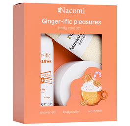 Nacomi Ginger-ific Pleasure zestaw żel pod prysznic 300ml + masło do ciała 100ml + rękawica do kąpieli