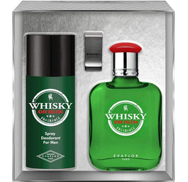 Evaflor Whisky Origin zestaw woda toaletowa spray 100ml + dezodorant spray 150ml + klips na banknoty