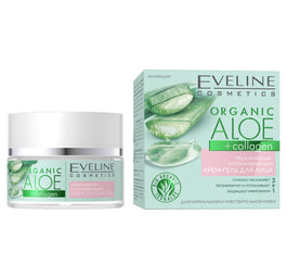 Eveline Cosmetics Organic Aloe + Collagen nawilżająco-łagodzący krem-żel do twarzy 50ml