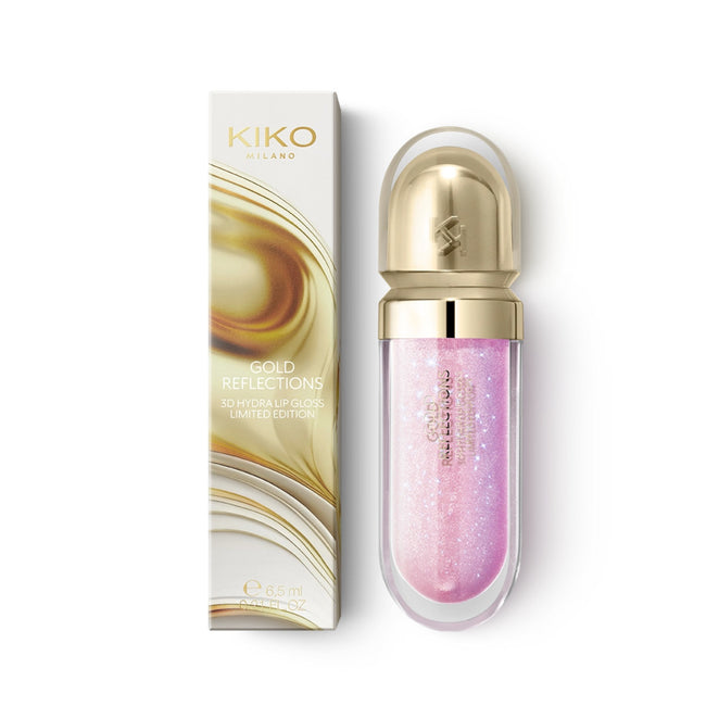 KIKO Milano Gold Reflections 3D Hydra Lip Gloss Limited Edition nawilżający błyszczyk do ust z olejkiem z marakui z efektem 3D 01 Glowing Lilac 6.5ml