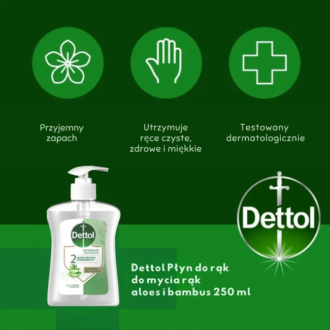 Dettol Nawilżające mydło do rąk w płynie aloes i bambus 250ml