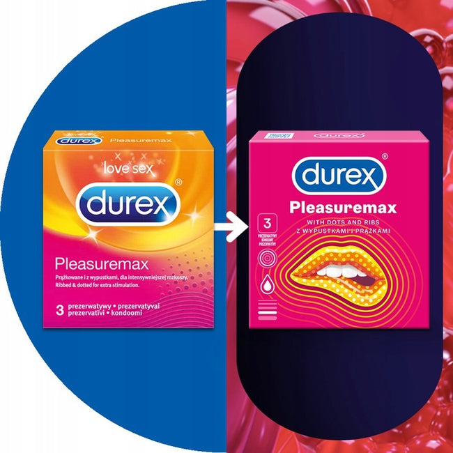 Durex Durex prezerwatywy Pleasuremax 3 szt z wypustkami prążkami