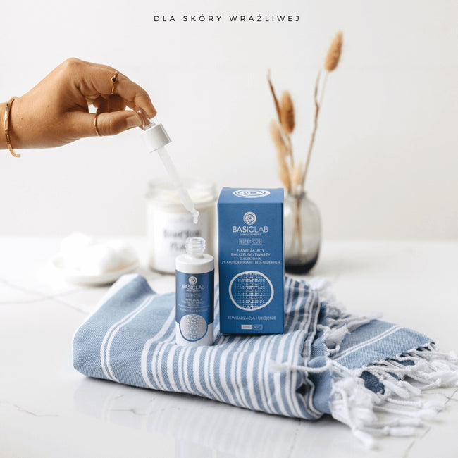 BasicLab Esteticus nawilżający emu-żel do twarzy z 4% ektoiną 2% aminokwasami i beta-glukanem 30ml
