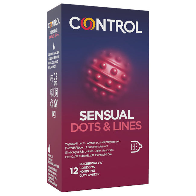 Control Sensual Dots & Lines prezerwatywy prążkowane z wypustkami 12szt.