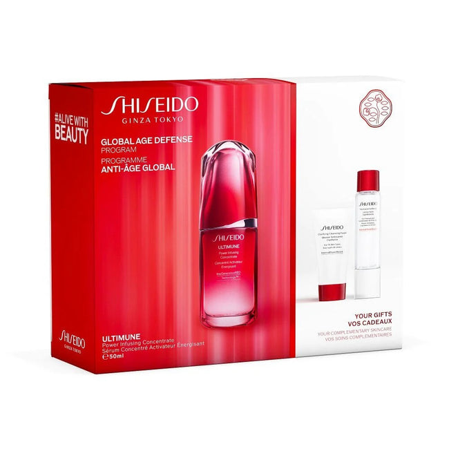 Shiseido Ultimune Value zestaw Power Infusing Concentrate 50ml + Clarifying Cleansing Foam 30ml + Treatment Softener 30ml