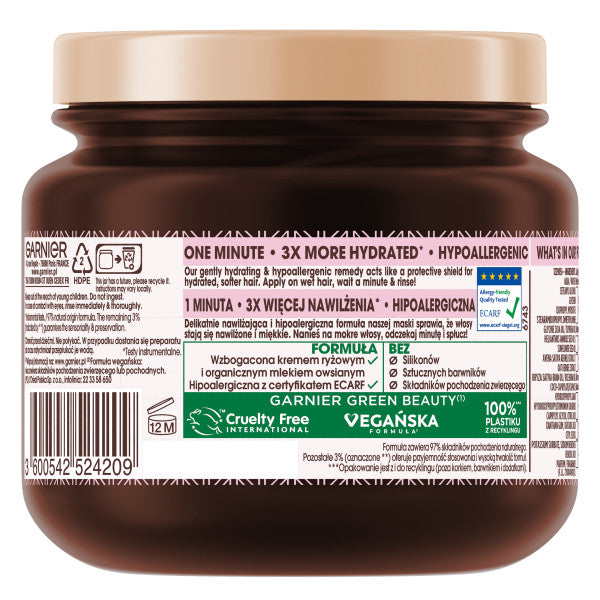 Garnier Botanic Therapy Oat Delicacy hipoalergiczna maska do delikatnych włosów i skóry głowy 340ml