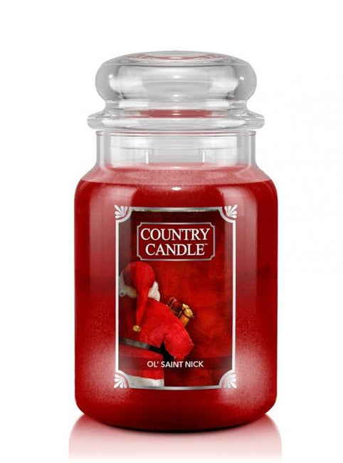 Country Candle Duża świeca zapachowa z dwoma knotami Ol' Saint Nick 680g