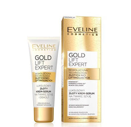 Eveline Cosmetics Gold Lift Expert luksusowy złoty krem-serum na twarz szyję i dekolt dla skóry dojrzałej 40ml