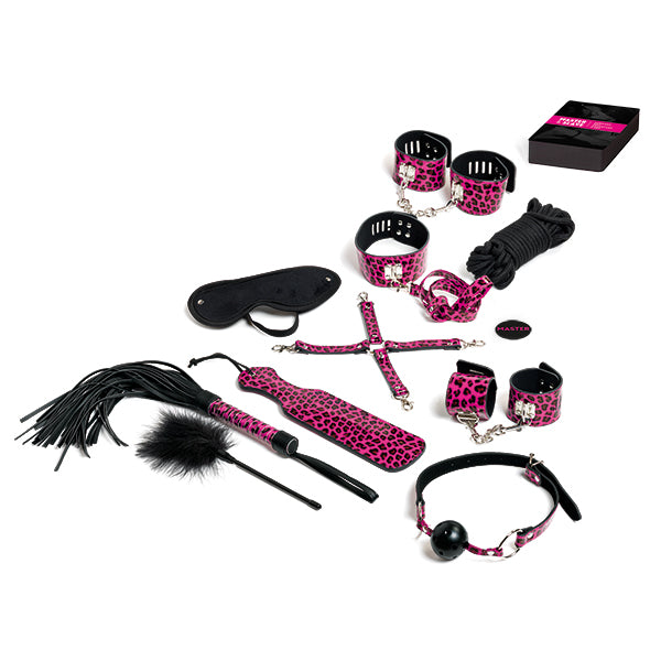 Tease & Please Master & Slave Bondage Game wielojęzyczna gra erotyczna z 13 akcesoriami Pink