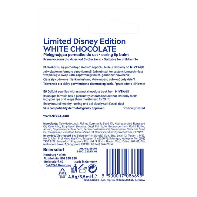 Nivea Pielęgnująca pomadka do ust White Chocolate Disney Edition 4.8g
