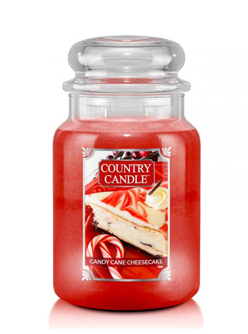 Country Candle Duża świeca zapachowa z dwoma knotami Candy Cane Cheesecake 680g