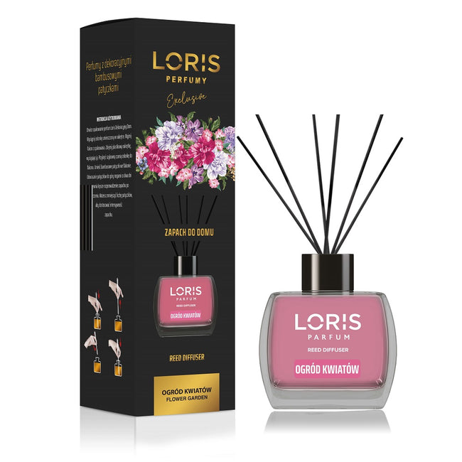 LORIS Reed Diffuser dyfuzor zapachowy z patyczkami Ogród Kwiatów 120ml