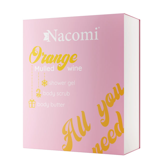 Nacomi Orange Mulled Wine zestaw żel pod prysznic 300ml + masło do ciała 50ml + peeling do ciała 50ml