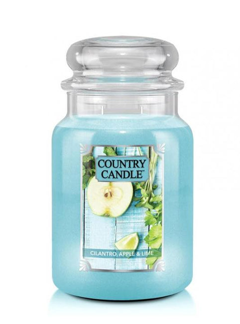 Country Candle Duża świeca zapachowa z dwoma knotami Cilantro Apple & Lime 652g