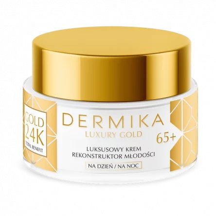 Dermika Luxury Gold 24K Total Benefit 65+ luksusowy krem rekonstruktor młodości na dzień i na noc 50ml
