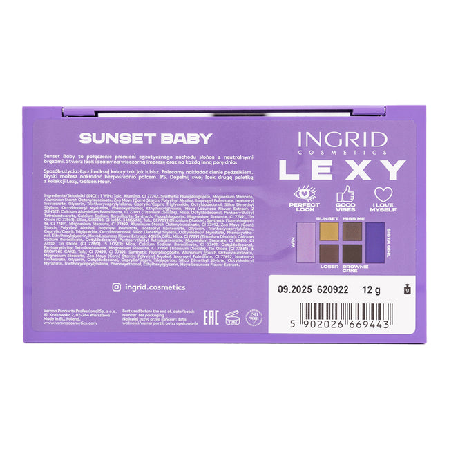 Ingrid Lexy Eyeshadow Palette paleta cieni do powiek Sunset Baby 12g