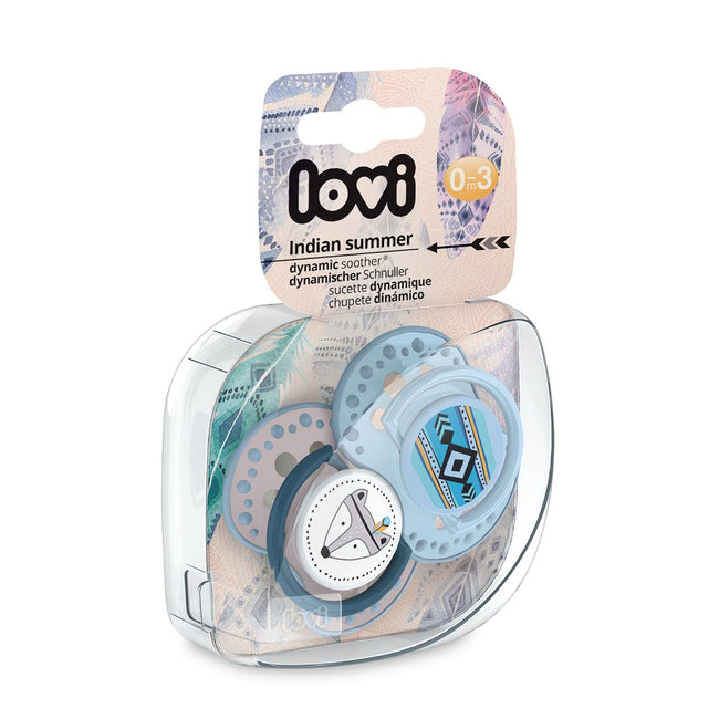 LOVI Smoczek silikonowy dynamiczny 0-3m Indian Summer Boy 2szt