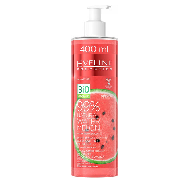 Eveline Cosmetics 99% Natural Watermelon arbuzowy nawilżająco-kojący hydrożel do ciała i twarzy 400ml