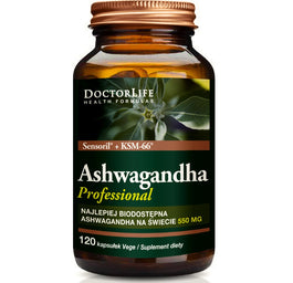 Doctor Life Ashwagandha KSM-66+ Sensoril ekstrakt z korzenia 550mg suplement diety 120 kapsułek